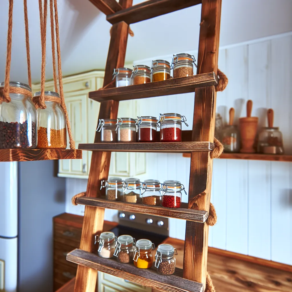 Hanging ladder spice rack