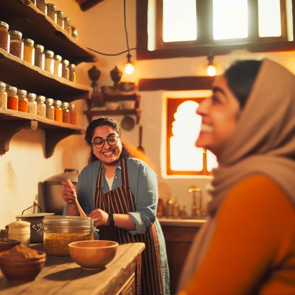 Happy customer in organized kitchen